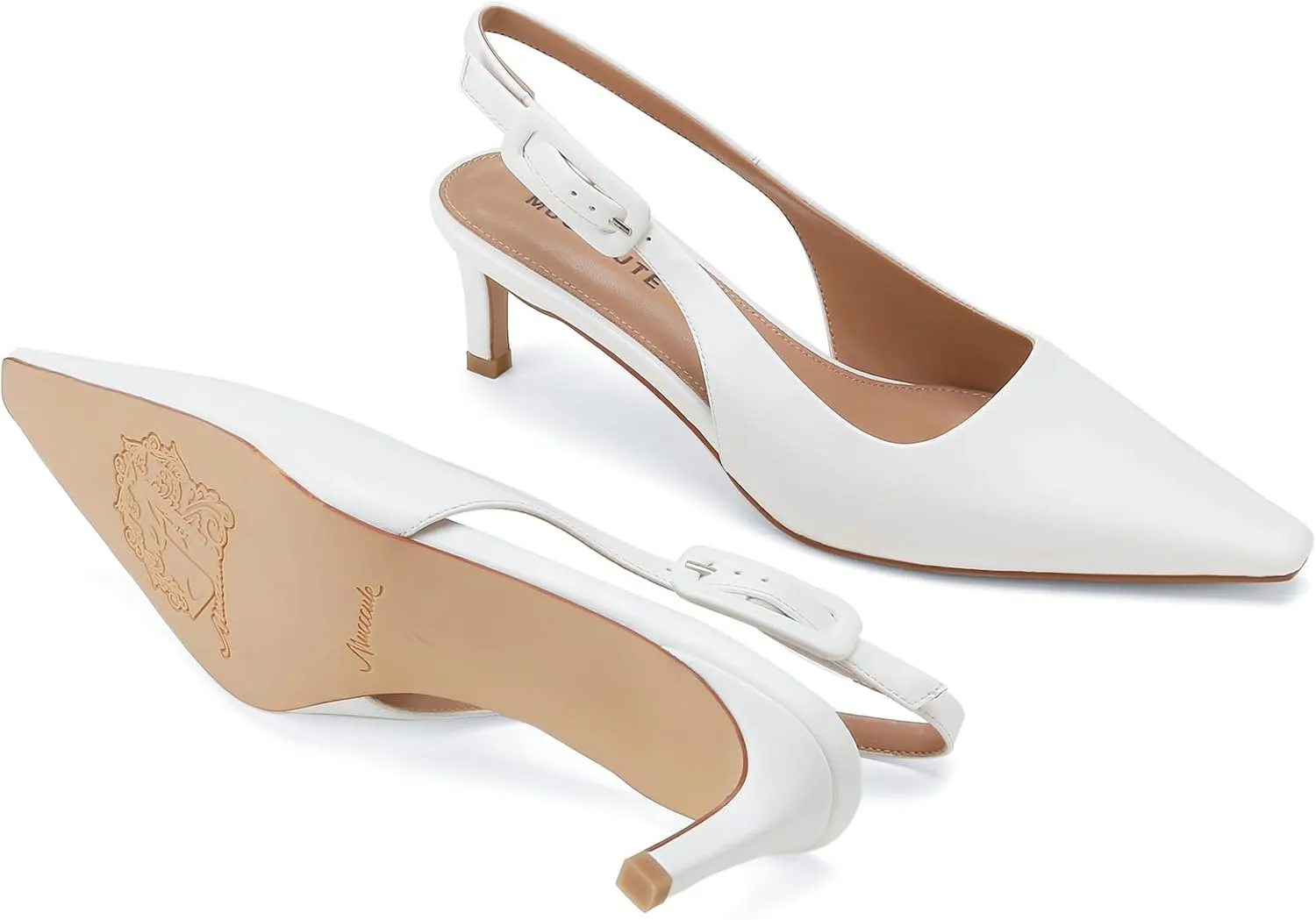 MUCCCUTE Slingback Heels for Women Closed Pointed Toe Heels Women's Pumps 2 3/5" Mid Heel Comfortable Office Wedding Party Pump