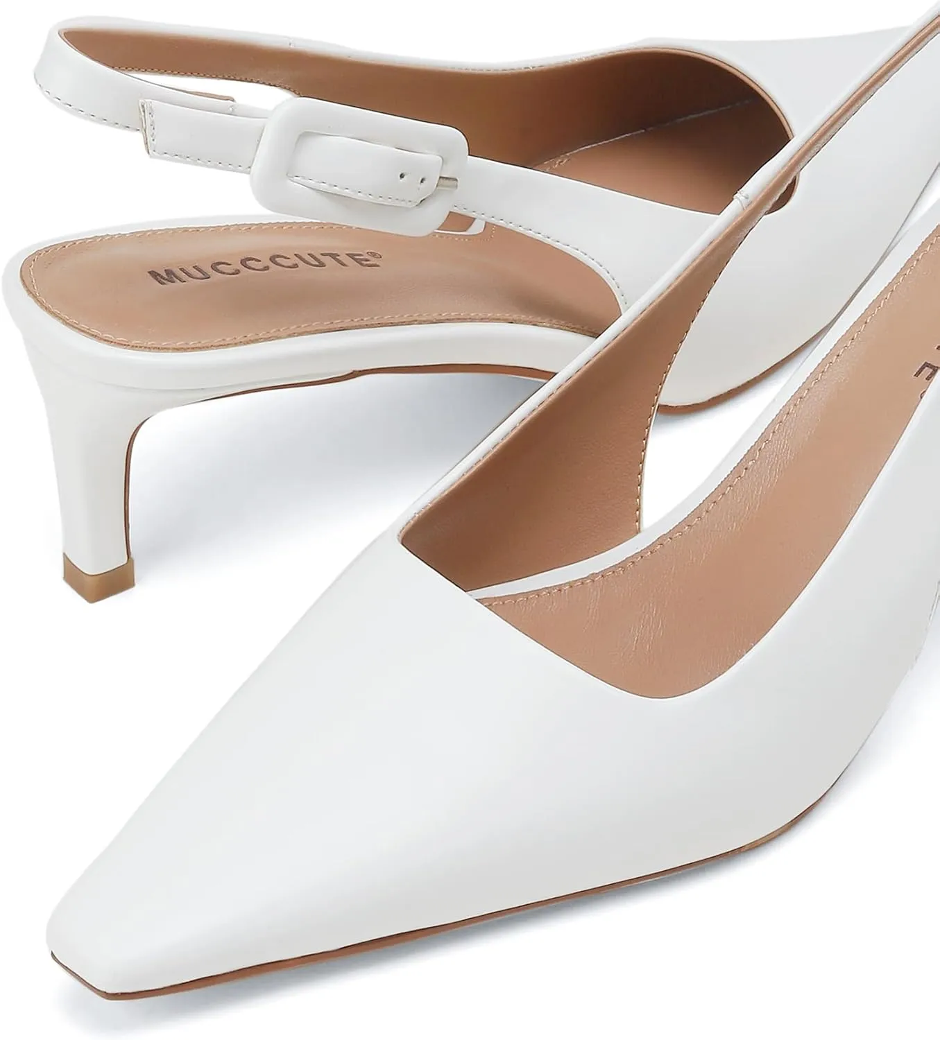 MUCCCUTE Slingback Heels for Women Closed Pointed Toe Heels Women's Pumps 2 3/5" Mid Heel Comfortable Office Wedding Party Pump