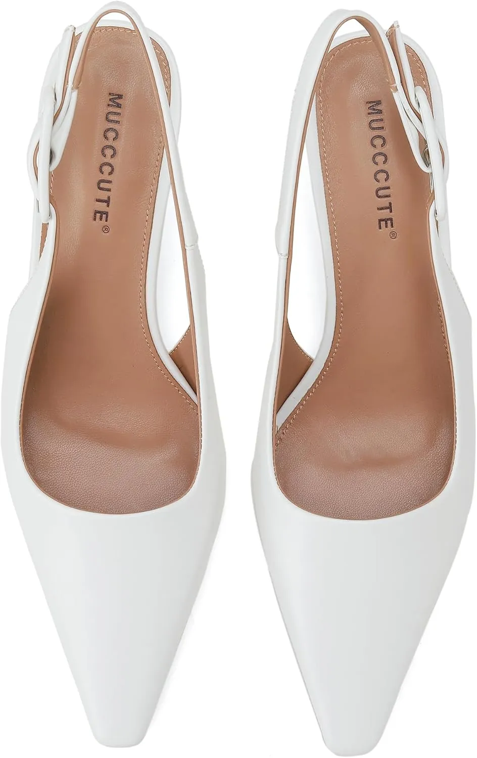 MUCCCUTE Slingback Heels for Women Closed Pointed Toe Heels Women's Pumps 2 3/5" Mid Heel Comfortable Office Wedding Party Pump