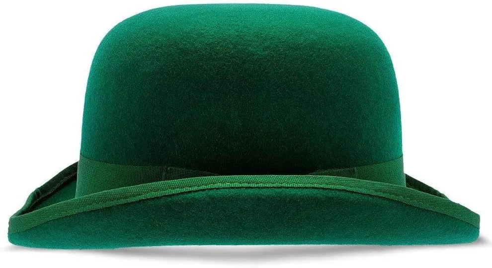 My Lucky Wool Derby Hat – Shamrock Green, Curled Brim, 5" Crown, Grosgrain Hatband, Satin Lining, Leather Sweatband,