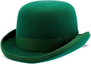 My Lucky Wool Derby Hat – Shamrock Green, Curled Brim, 5" Crown, Grosgrain Hatband, Satin Lining, Leather Sweatband,