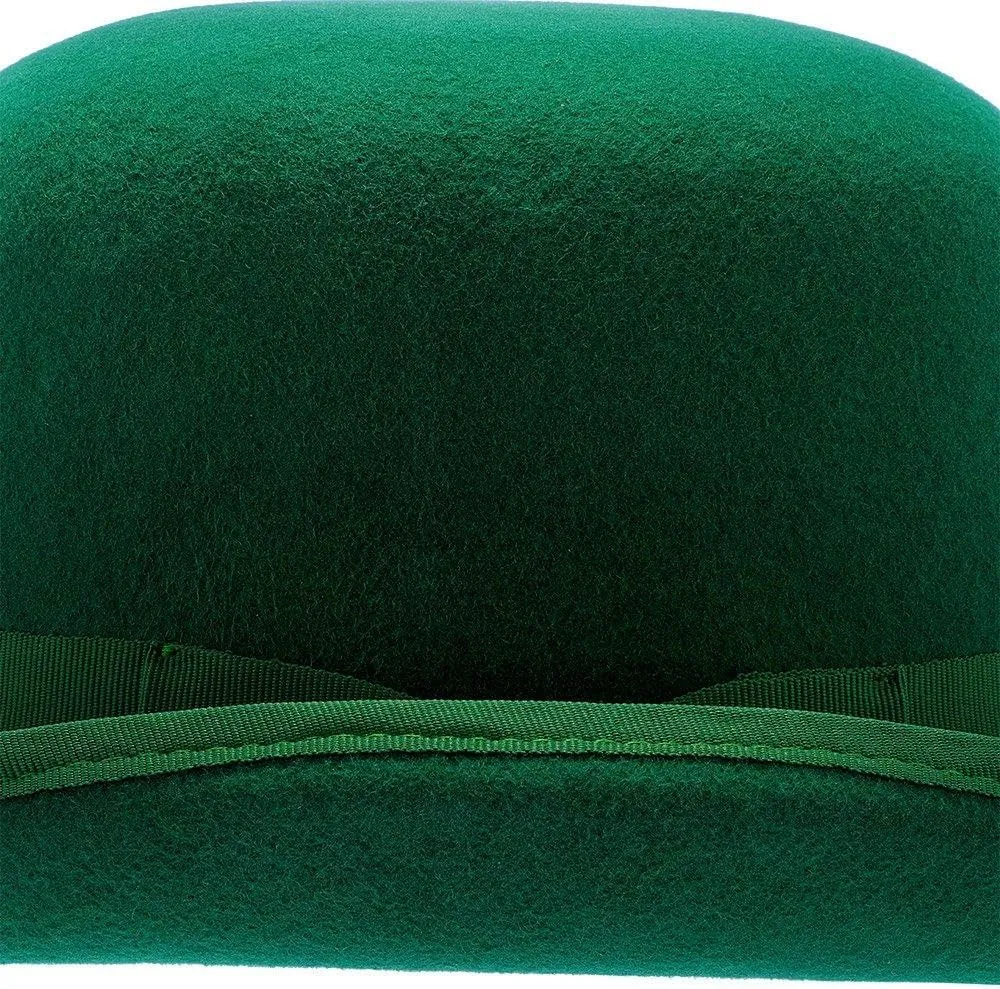 My Lucky Wool Derby Hat – Shamrock Green, Curled Brim, 5" Crown, Grosgrain Hatband, Satin Lining, Leather Sweatband,