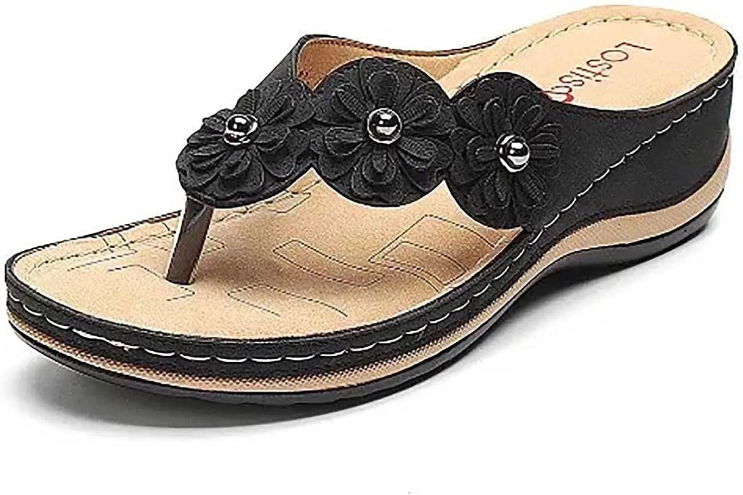 oiangi Womens Wedge Flip Flops Sandals with Arch Support Summer Comfortable Platform Bohemia Flat Shoes Casual Thong Sandal