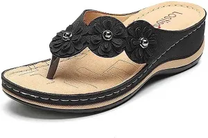 oiangi Womens Wedge Flip Flops Sandals with Arch Support Summer Comfortable Platform Bohemia Flat Shoes Casual Thong Sandal