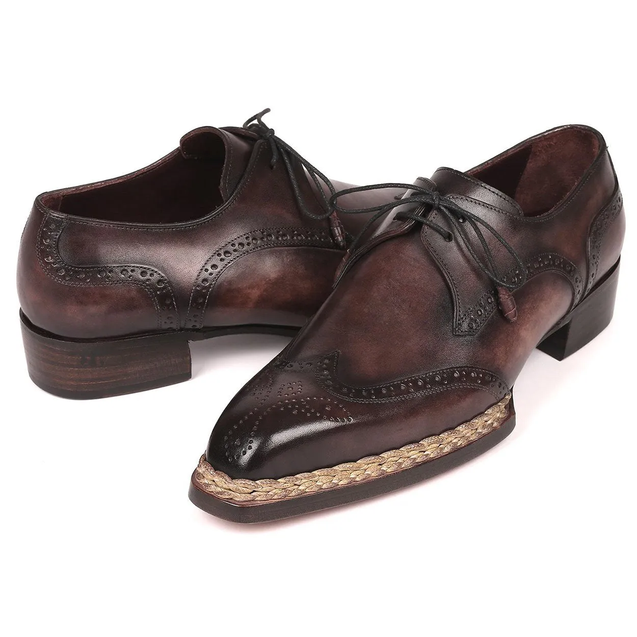 Paul Parkman Men's Handmade Shoes Bronze Calf-Skin Leather Norwegian Welted Derby 8506-BRZ (PM6214)