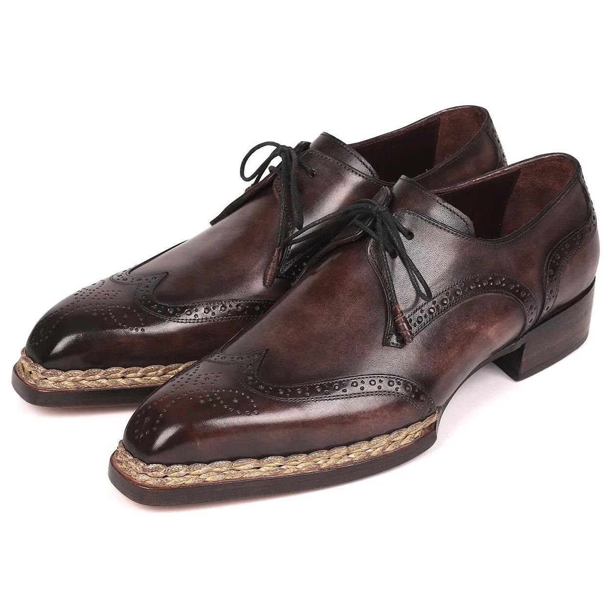 Paul Parkman Men's Handmade Shoes Bronze Calf-Skin Leather Norwegian Welted Derby 8506-BRZ (PM6214)