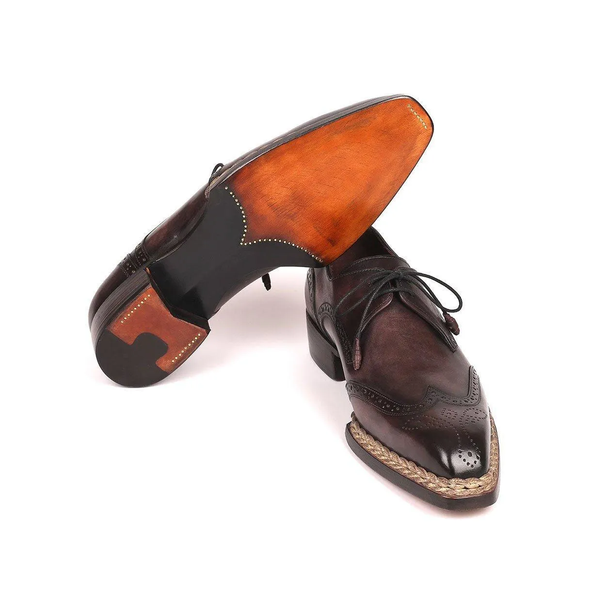 Paul Parkman Men's Handmade Shoes Bronze Calf-Skin Leather Norwegian Welted Derby 8506-BRZ (PM6214)