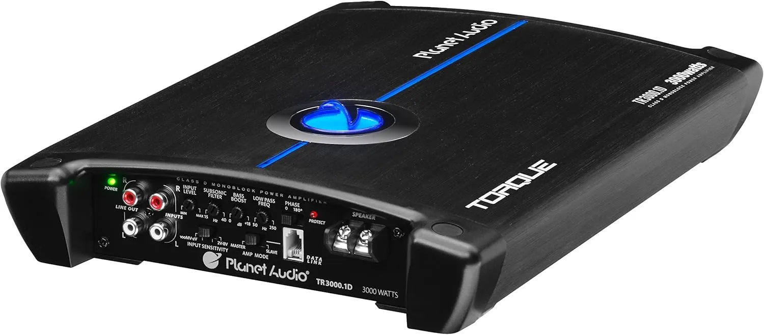 Planet Audio TR3000.1D Class D Monoblock Car Amplifier - 3000 High Output, 1 Ohm, Low Level Inputs, Low Pass Crossover, Hook Up to Subwoofer for Bass