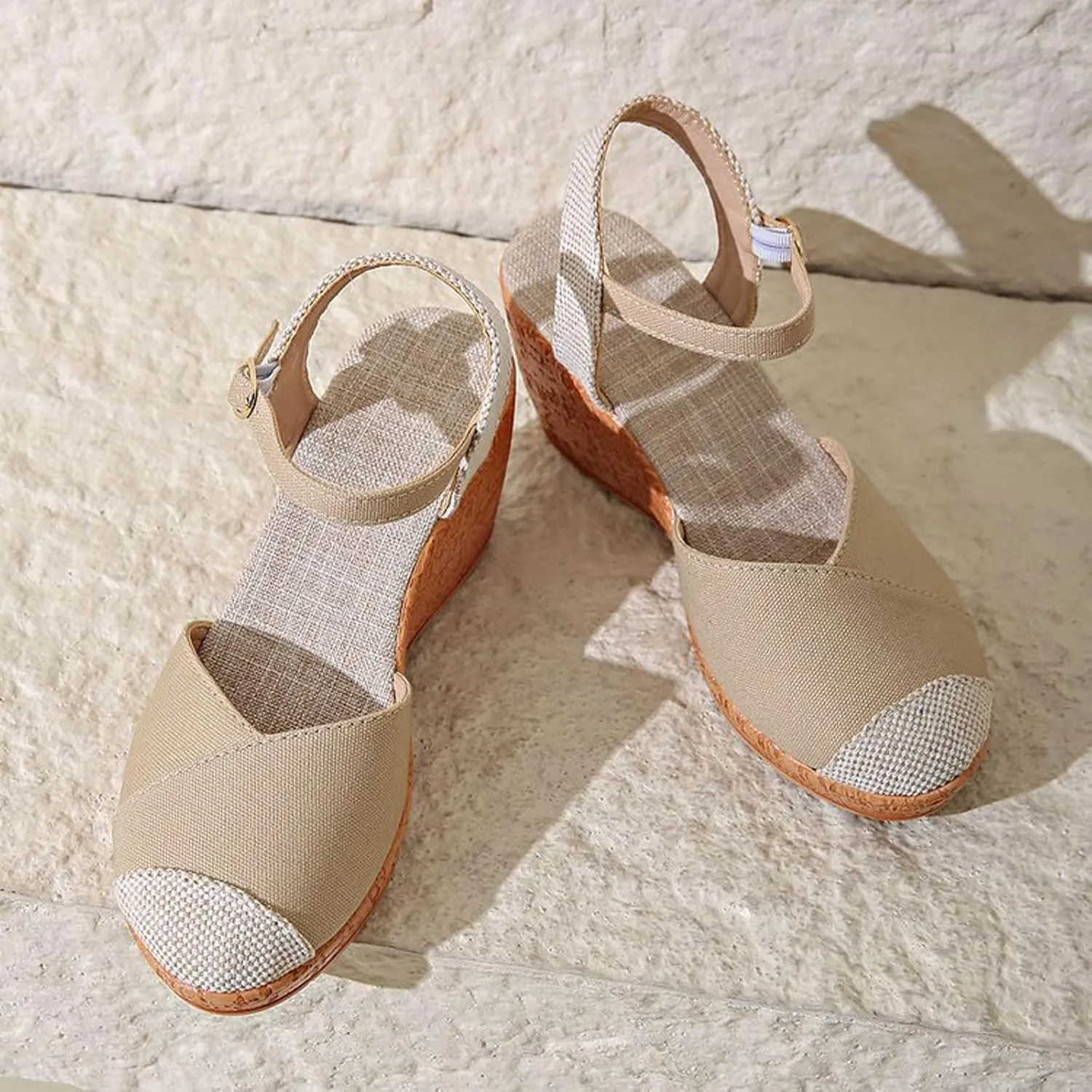 Platform Sandals Women Espadrilles Border Large Size Sandals Rope Stitching Roman Buckle Espadrilles Beach Shoes
