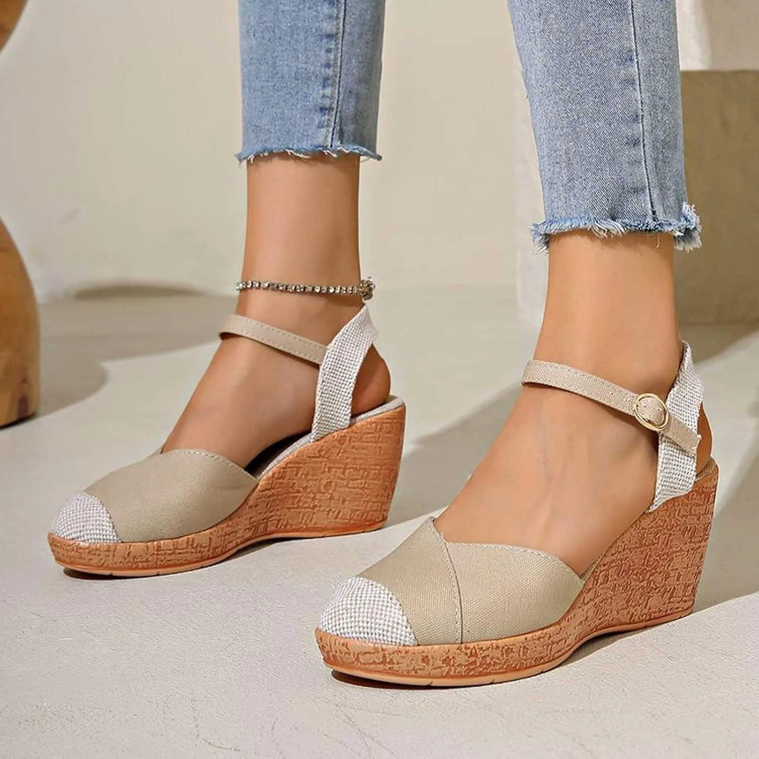 Platform Sandals Women Espadrilles Border Large Size Sandals Rope Stitching Roman Buckle Espadrilles Beach Shoes