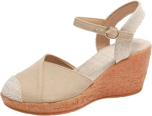 Platform Sandals Women Espadrilles Border Large Size Sandals Rope Stitching Roman Buckle Espadrilles Beach Shoes