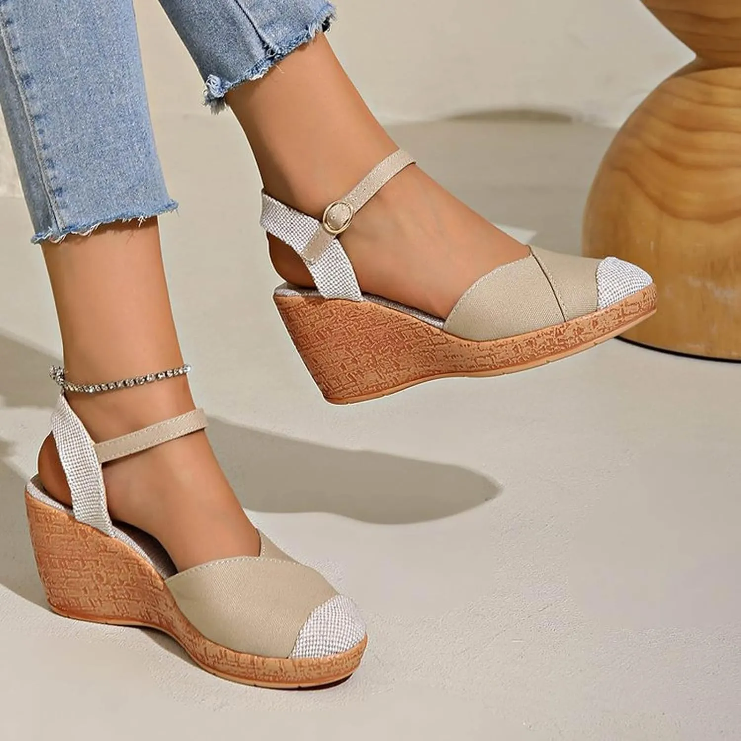 Platform Sandals Women Espadrilles Border Large Size Sandals Rope Stitching Roman Buckle Espadrilles Beach Shoes