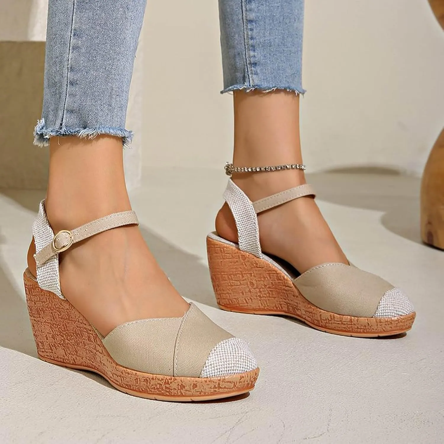 Platform Sandals Women Espadrilles Border Large Size Sandals Rope Stitching Roman Buckle Espadrilles Beach Shoes
