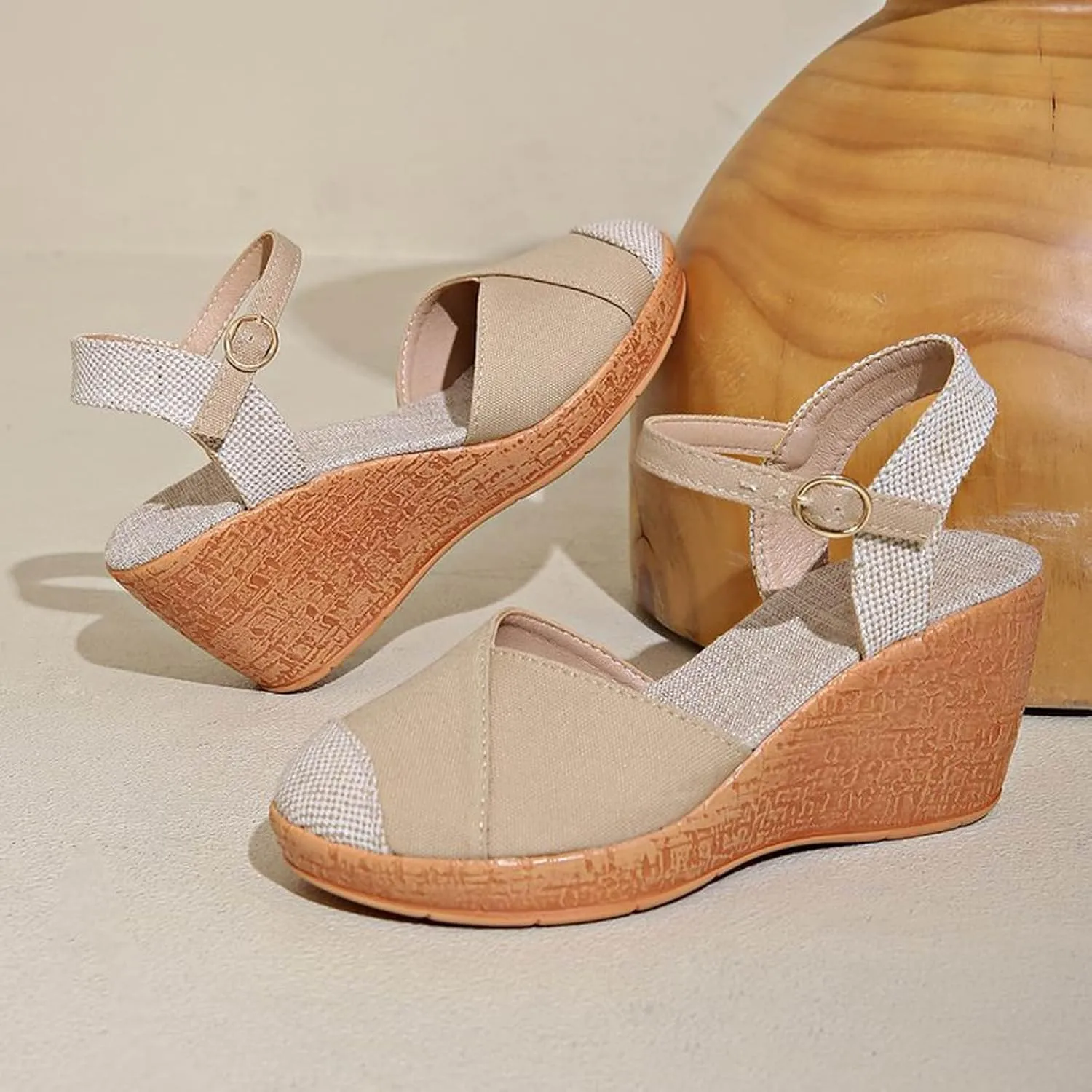 Platform Sandals Women Espadrilles Border Large Size Sandals Rope Stitching Roman Buckle Espadrilles Beach Shoes