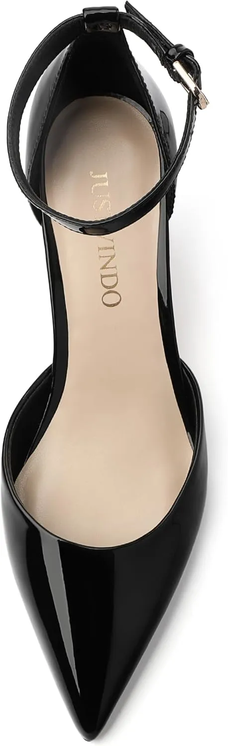 Pointed Closed Toe Heels for Women, Women's Ankle Strap Pumps, Wedding Party Office Business Work Dress Shoes