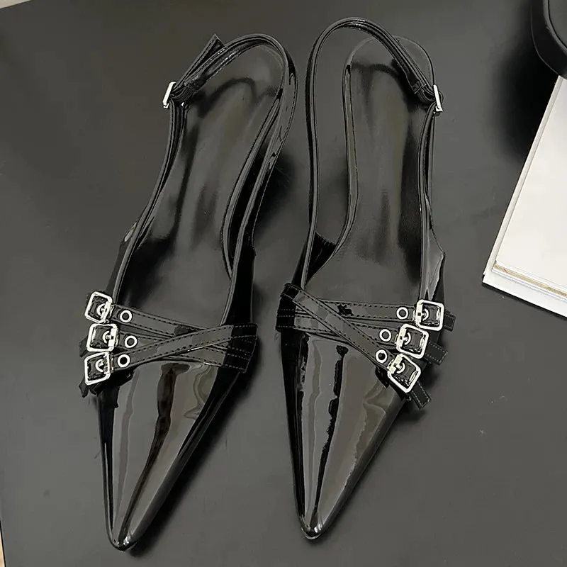 Pointed Toe Buckle Strap Pump Shoes