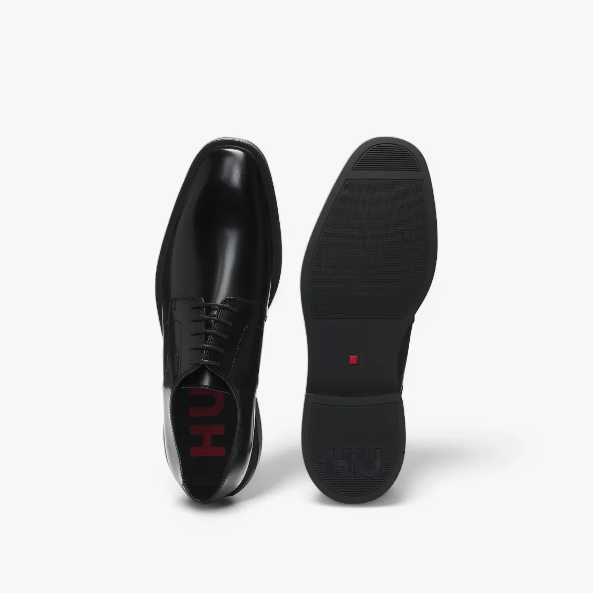 Polished-Leather Derby Shoes With Logo Detail