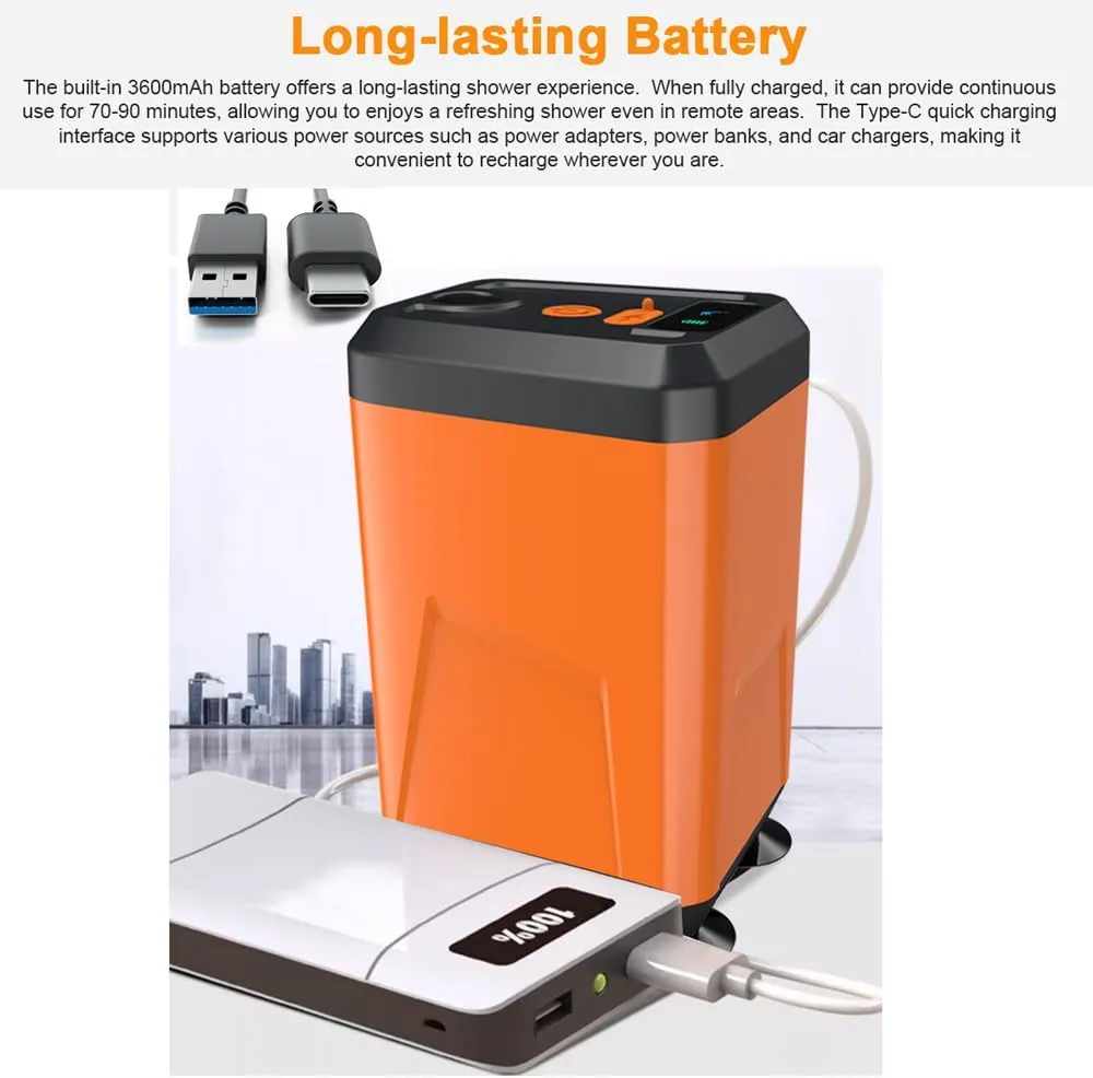 Portable Camping Shower Outdoor Electric Shower Pump Re able Battery Powered Shower Waterproof Port 3 Water Modes for Camping Hiking Bac acking Travel Beach Pet Watering