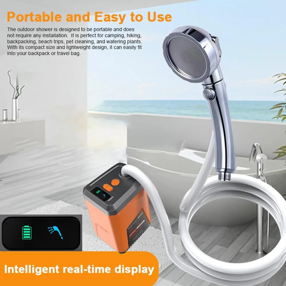 Portable Camping Shower Outdoor Electric Shower Pump Re able Battery Powered Shower Waterproof Port 3 Water Modes for Camping Hiking Bac acking Travel Beach Pet Watering