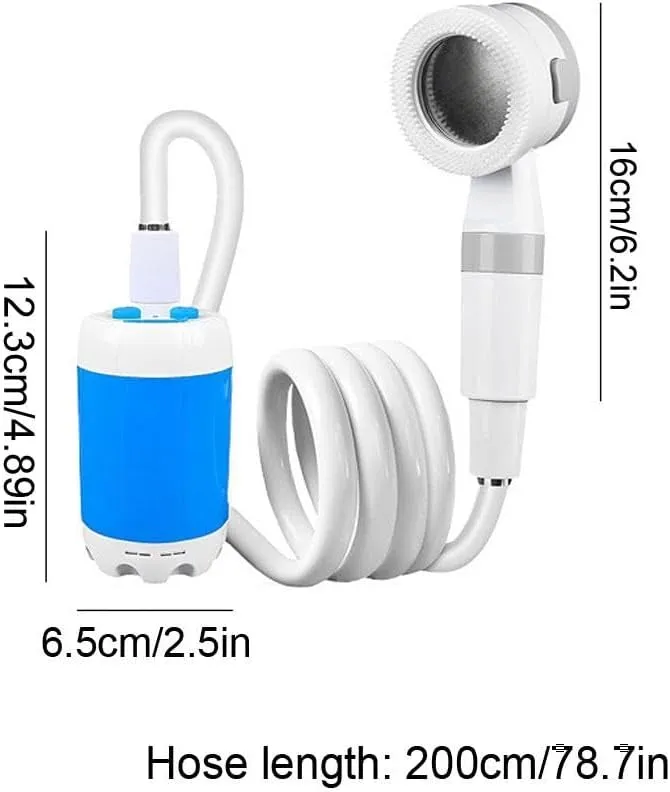 Portable Camping Shower Pump,Outdoor Camp Shower Pump with Portable Bucket,Upgrade Rechargeable Electric Shower Pump with Intelligent Multiple Spray Modes,for Camping,Hiking,Pet Cleaning