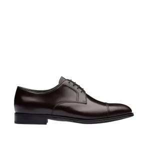 Prada 2EB184-ZJY Men's Shoes Brown Polished Calf-Skin Leather Derby (PRM1010)
