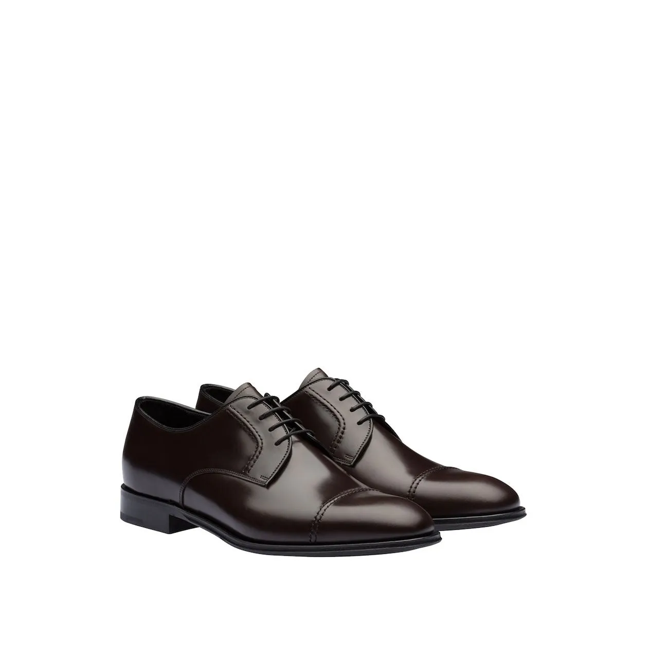Prada 2EB184-ZJY Men's Shoes Brown Polished Calf-Skin Leather Derby (PRM1010)