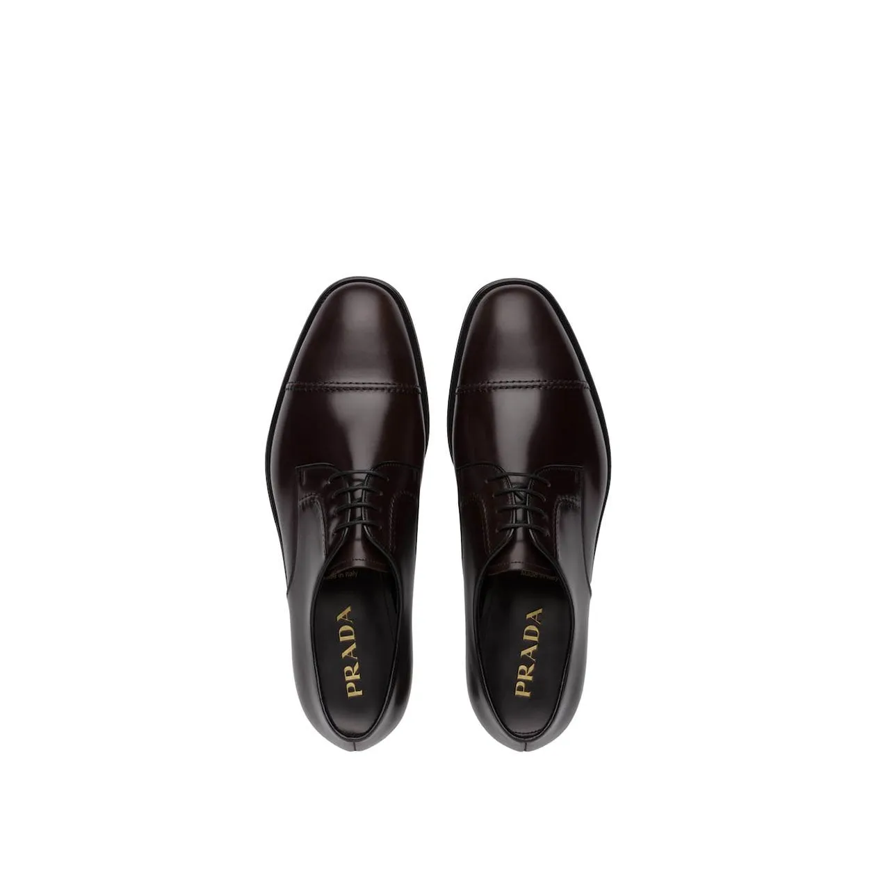 Prada 2EB184-ZJY Men's Shoes Brown Polished Calf-Skin Leather Derby (PRM1010)