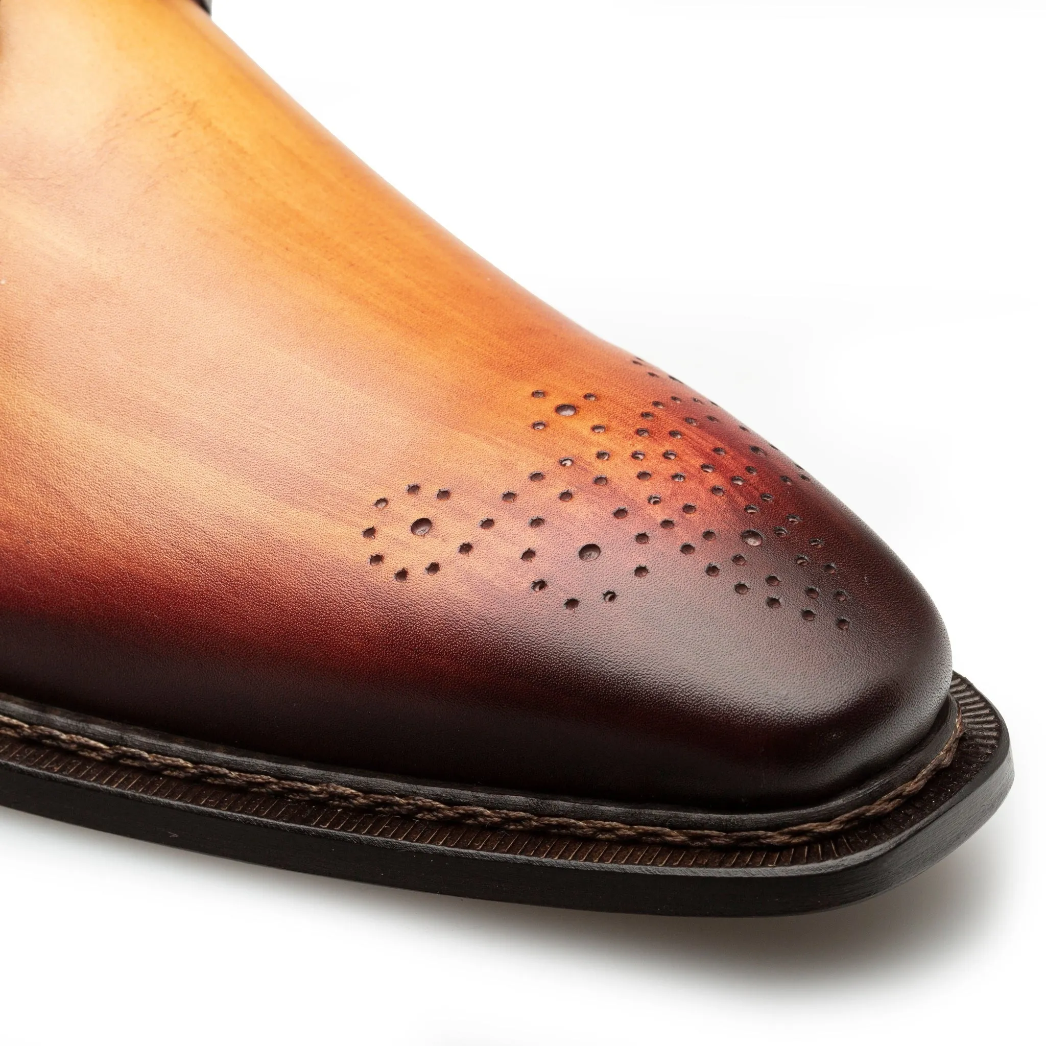 Principe 20842 Men's Shoes Tan & Rust Principe Patina Leather Derby (MZ3643)