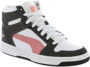 PUMA Rebound Layup Denim Women's Sneaker, 9 B(M) US, White-Peach-Black