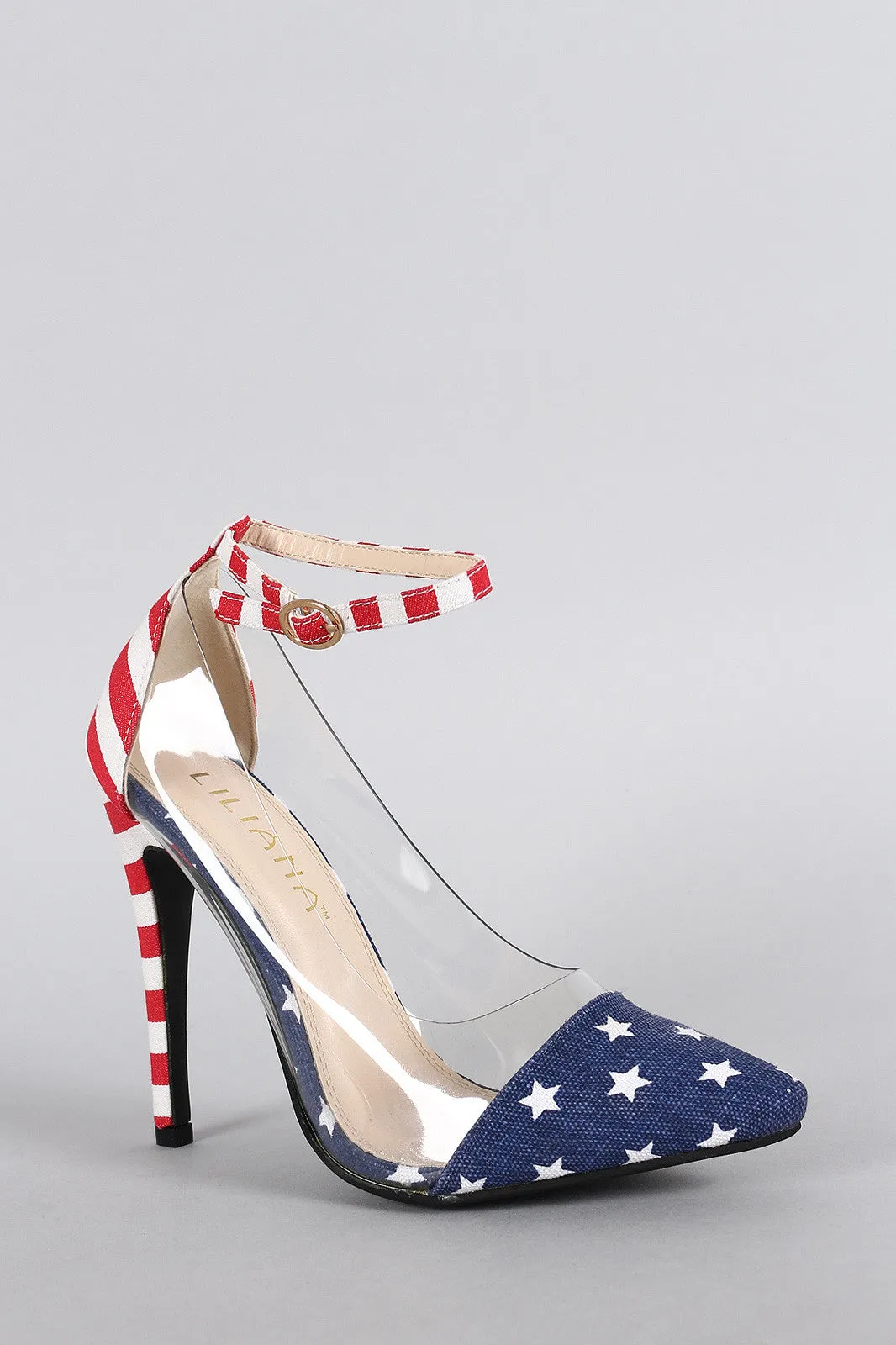 Pump Stiletto Pointy Flag Lucite Liliana Smooth transaction Toe Satisfied American