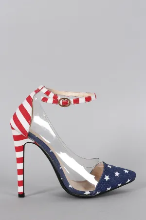 Pump Stiletto Pointy Flag Lucite Liliana Smooth transaction Toe Satisfied American