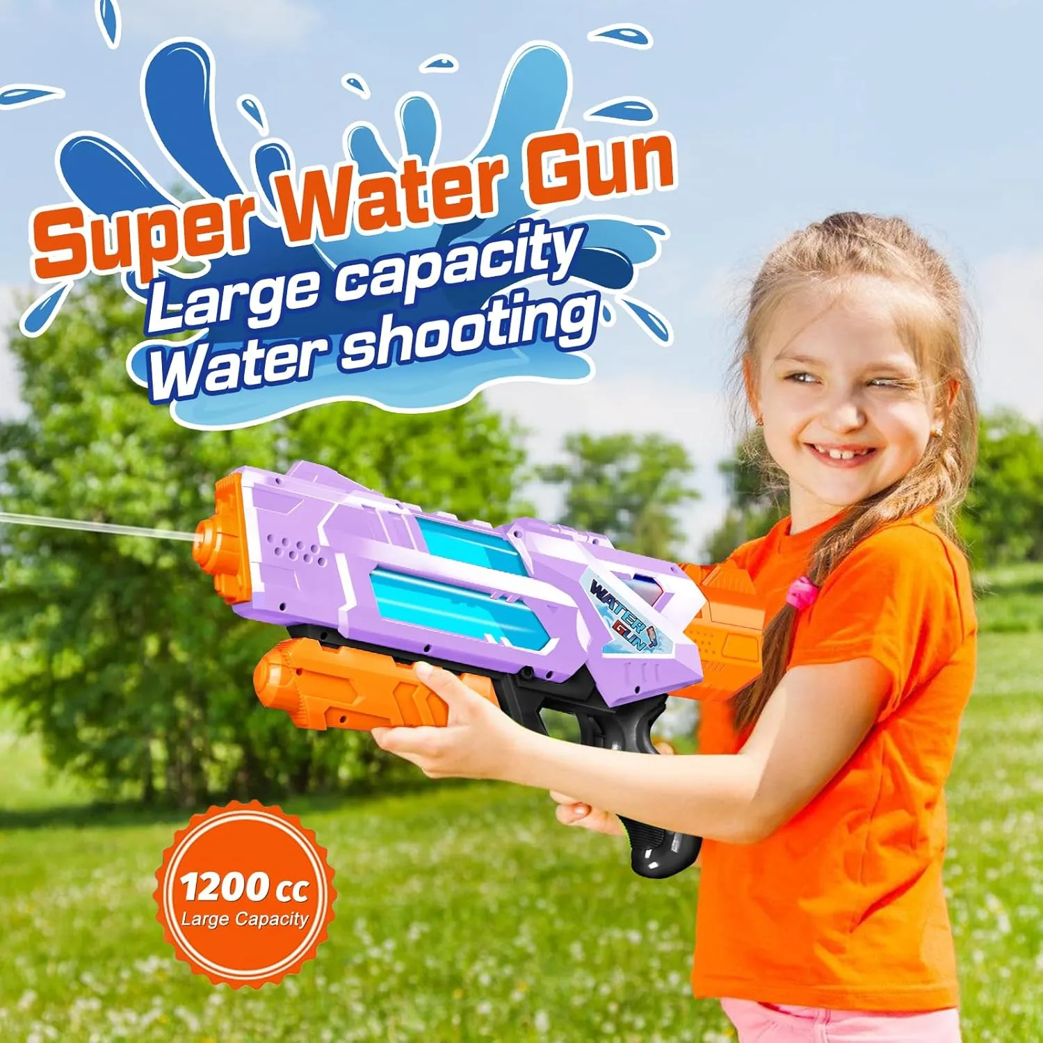 Quanquer Super Water Guns for Adults - 2 Pack Super Guns Water Soaker Blaster Squirt Toy 1200cc with Excellent Range - Gift Toys for Outdoor Swimming Pool Fighting Play (Purple Green)
