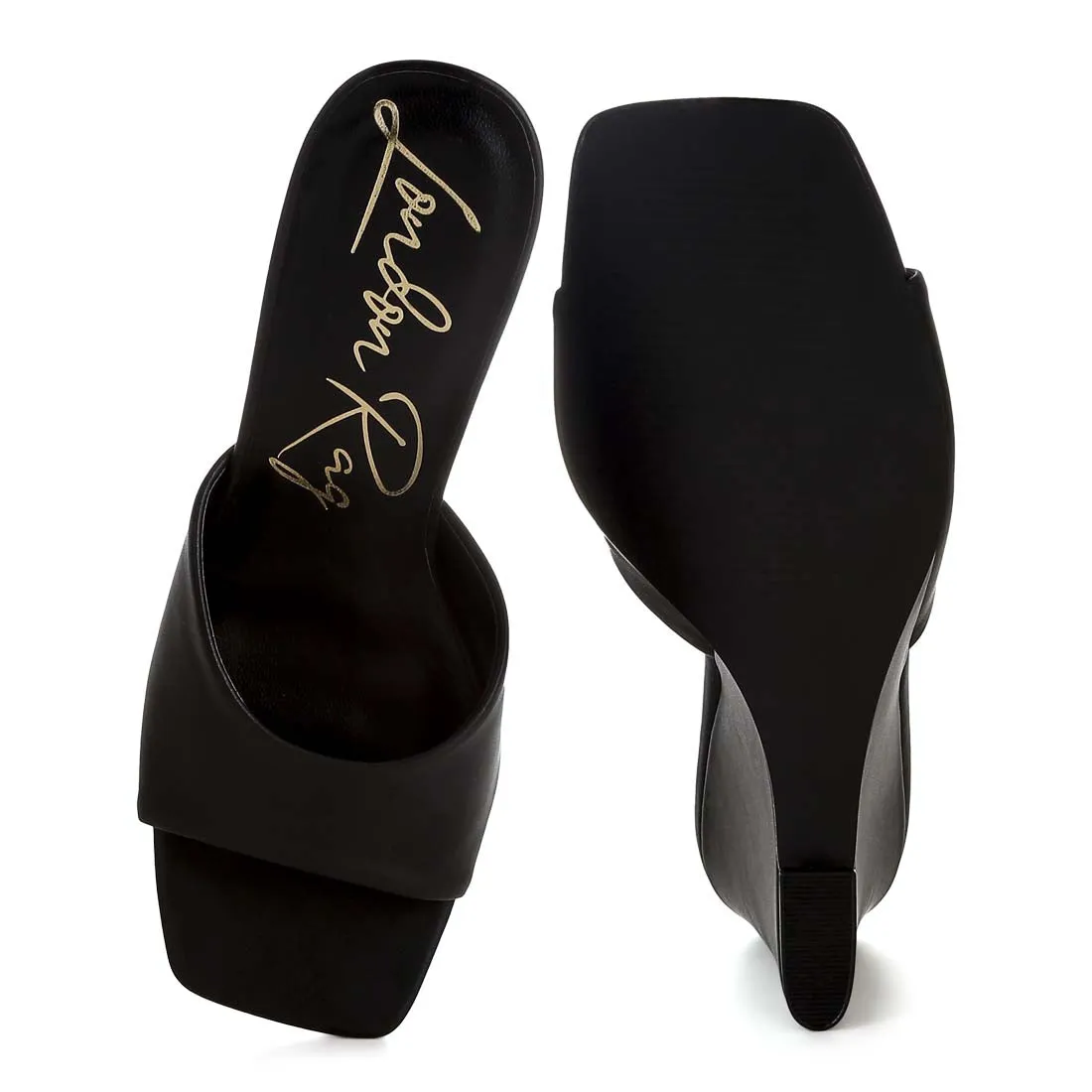 Recycled Faux Leather Wedge Sandals