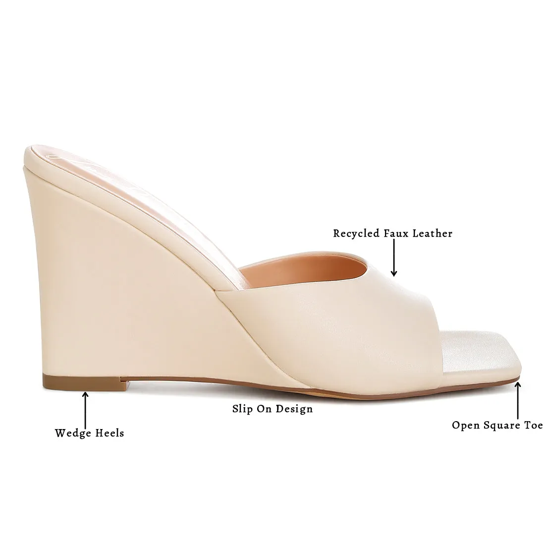 Recycled Faux Leather Wedge Sandals