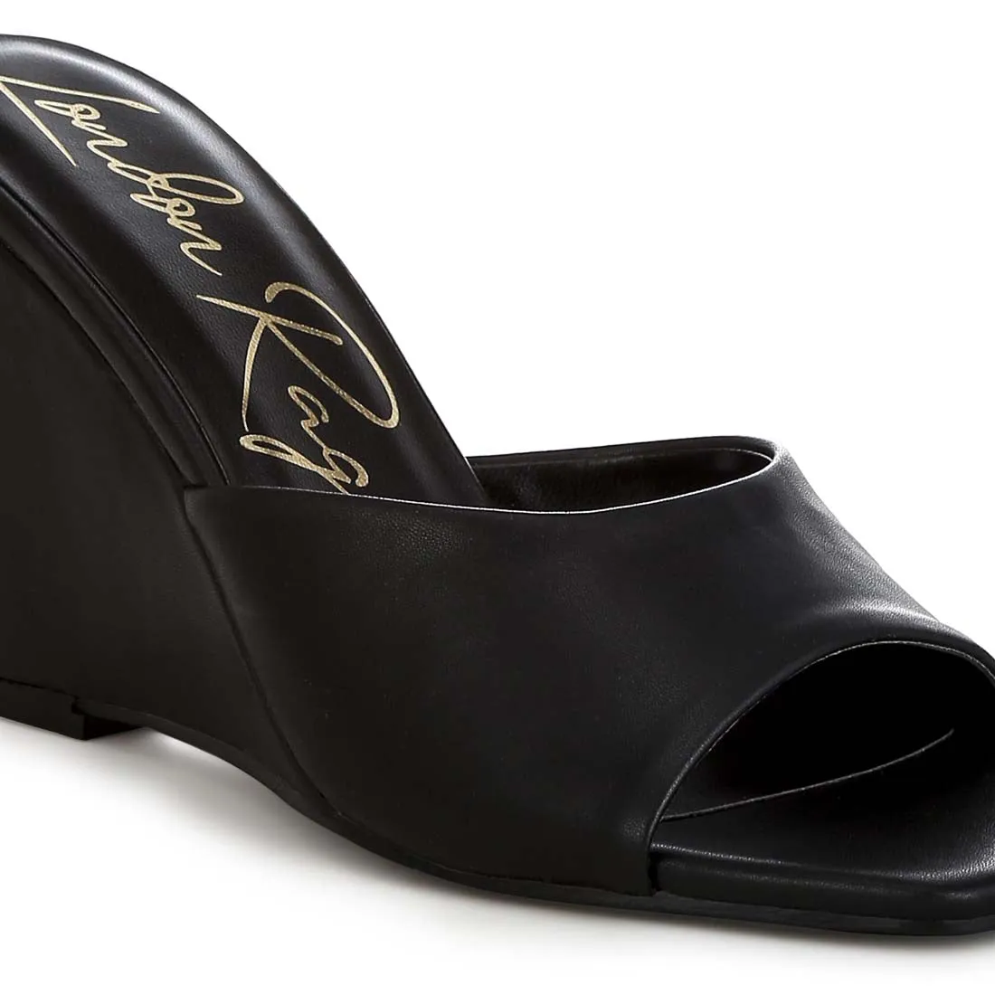 Recycled Faux Leather Wedge Sandals