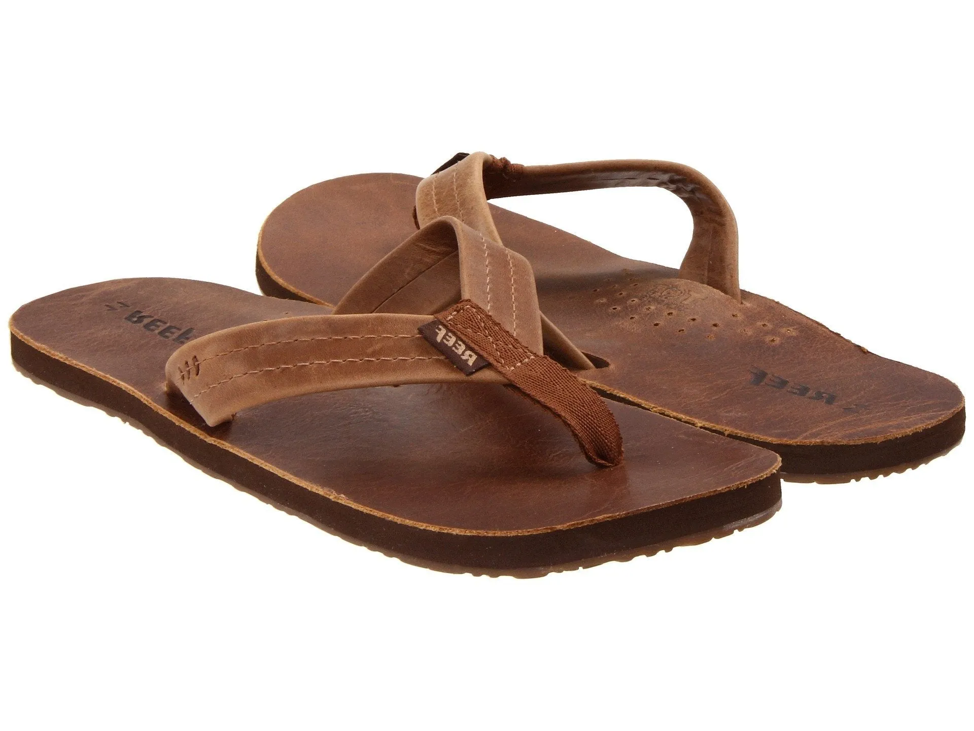 Reef Mens Leather Sandals Draftsmen Bottle Opener Flip Flops