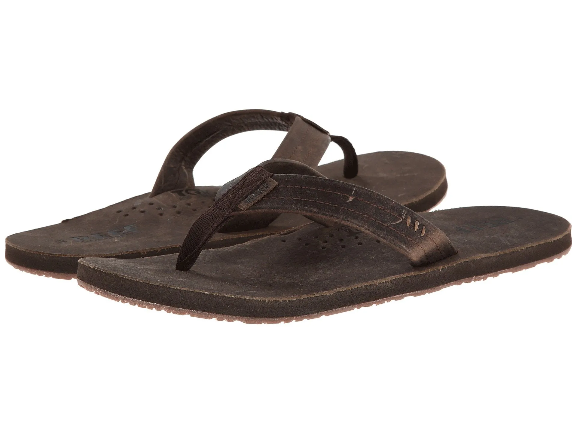 Reef Mens Leather Sandals Draftsmen Bottle Opener Flip Flops