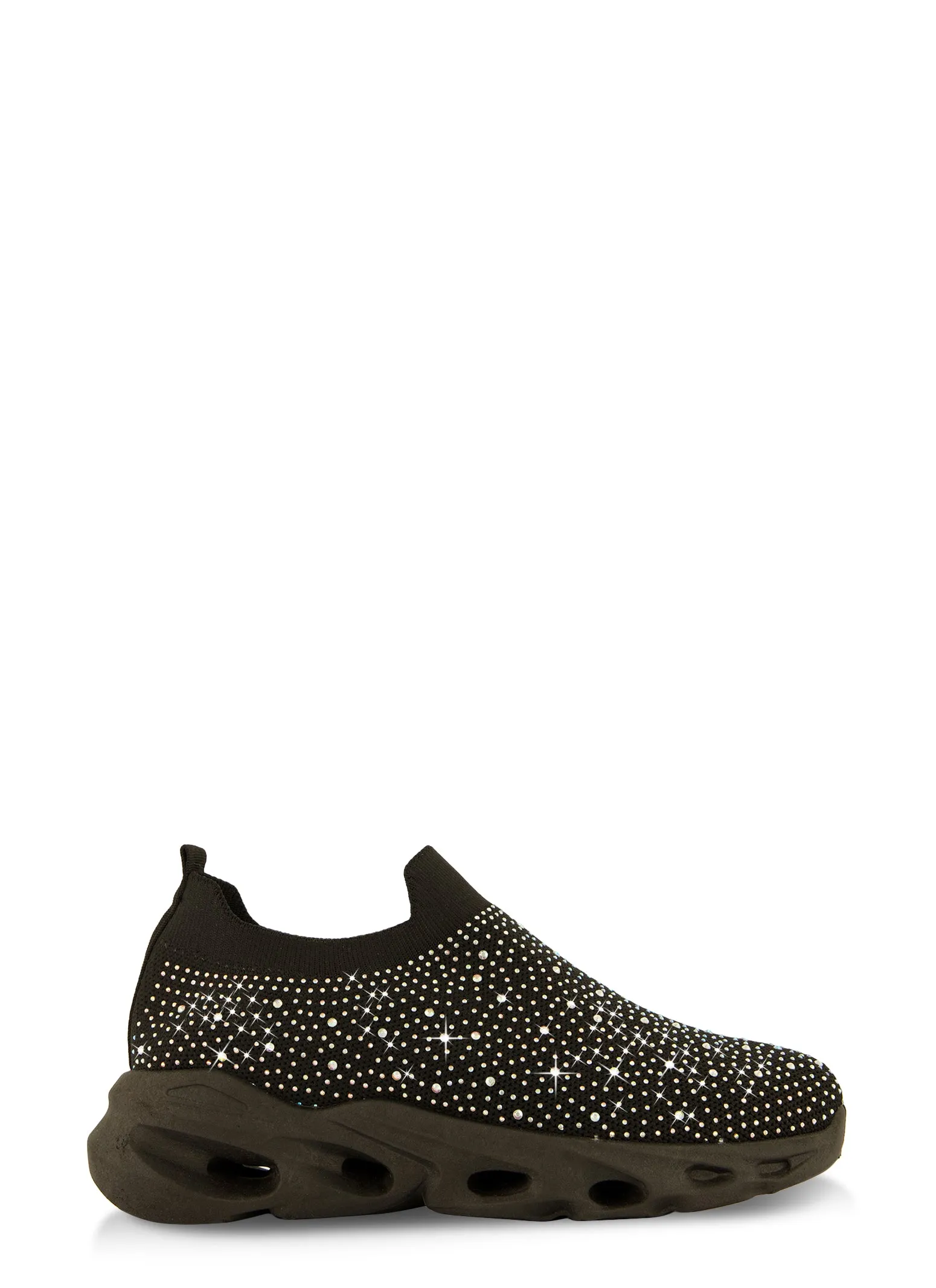 Rhinestone Cut Out Sole Slip On Sneakers
