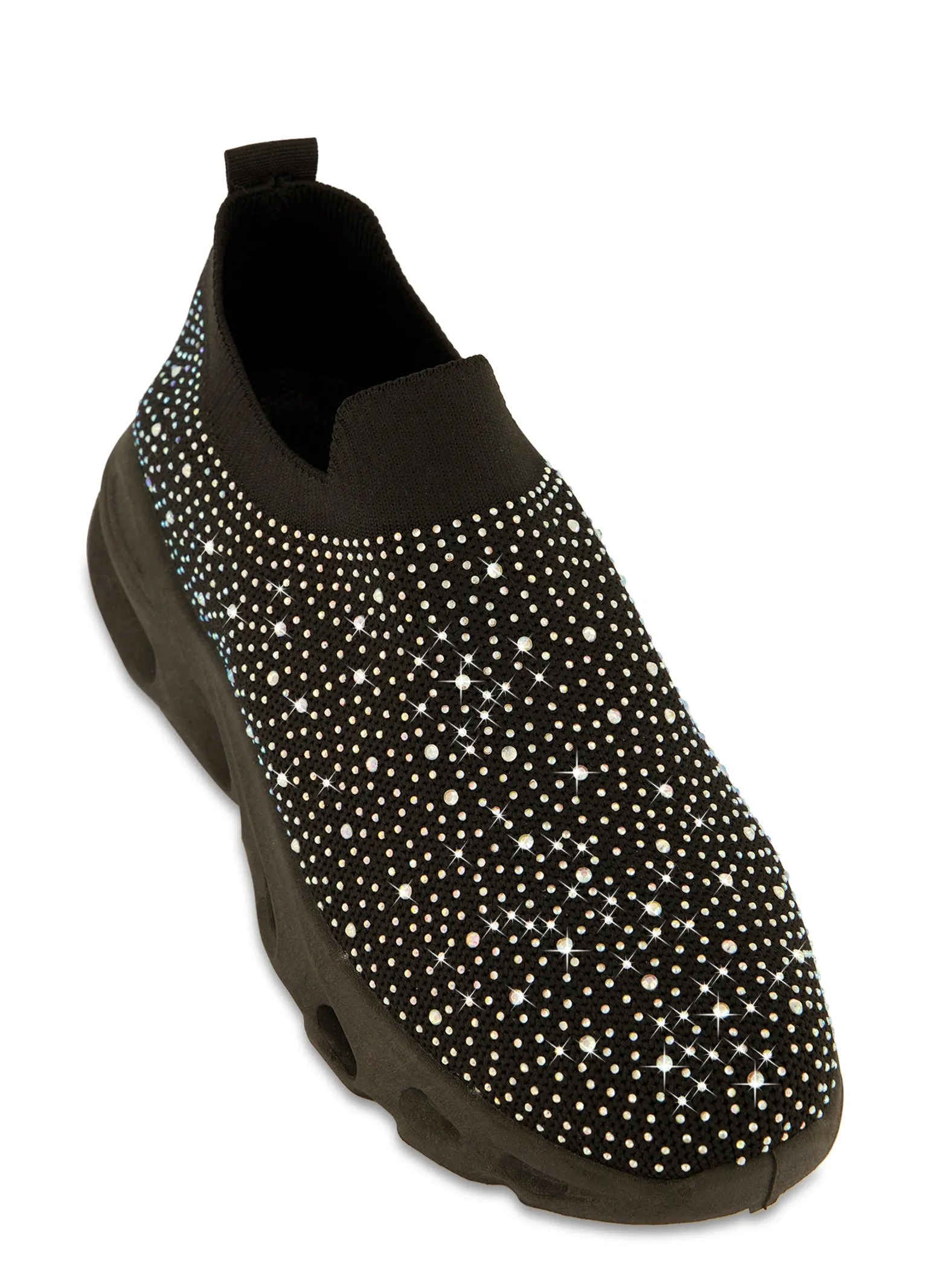 Rhinestone Cut Out Sole Slip On Sneakers