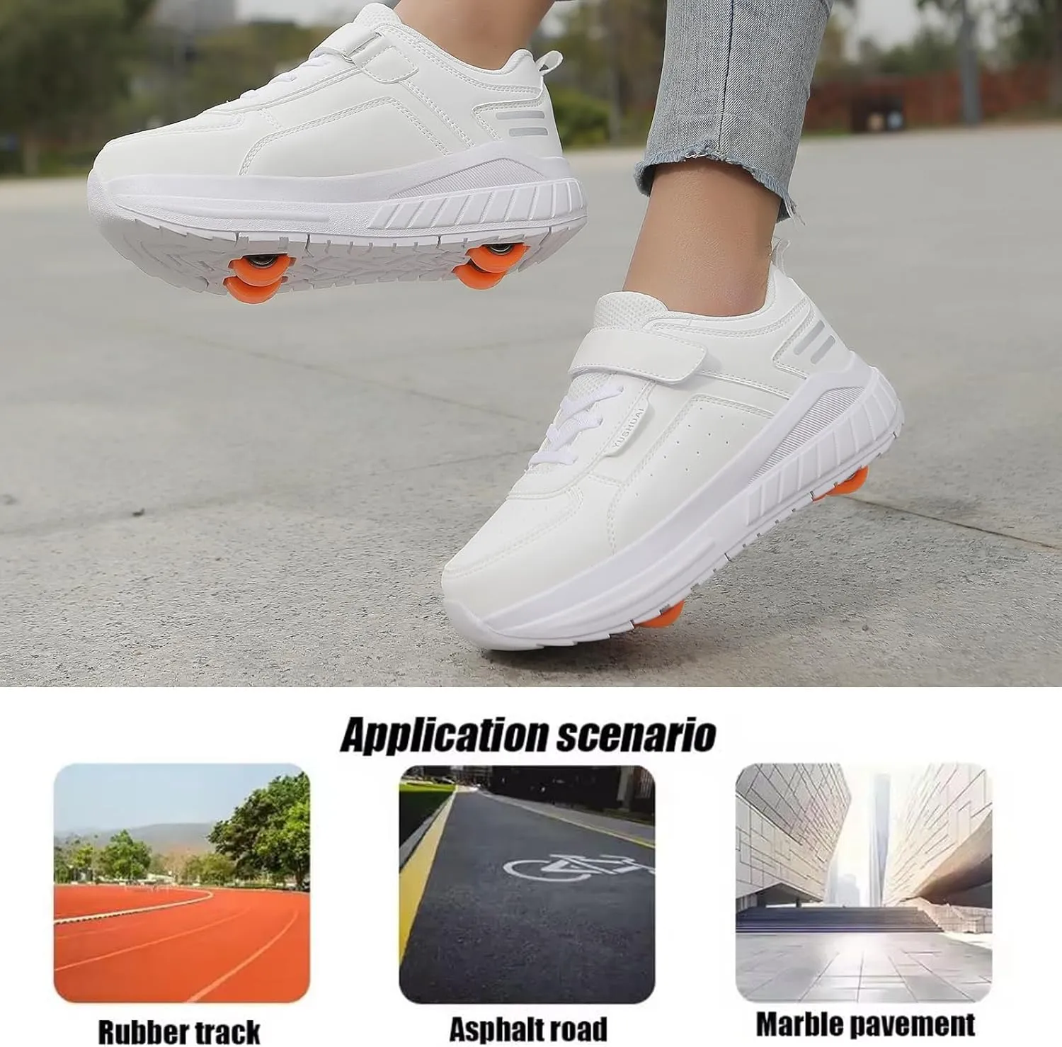 Roller Skate Shoes for Kids Girls Boys Detachable Wheeled Fashion Sneakers with 4-Wheels for Christmas Birthday Gifts