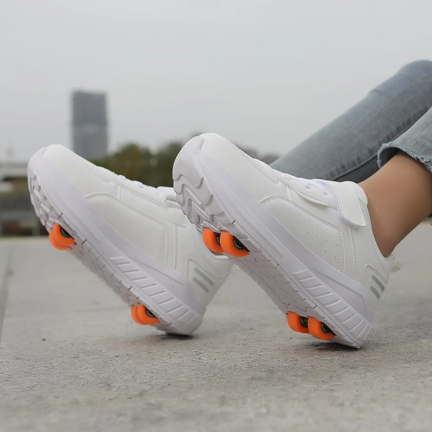 Roller Skate Shoes for Kids Girls Boys Detachable Wheeled Fashion Sneakers with 4-Wheels for Christmas Birthday Gifts