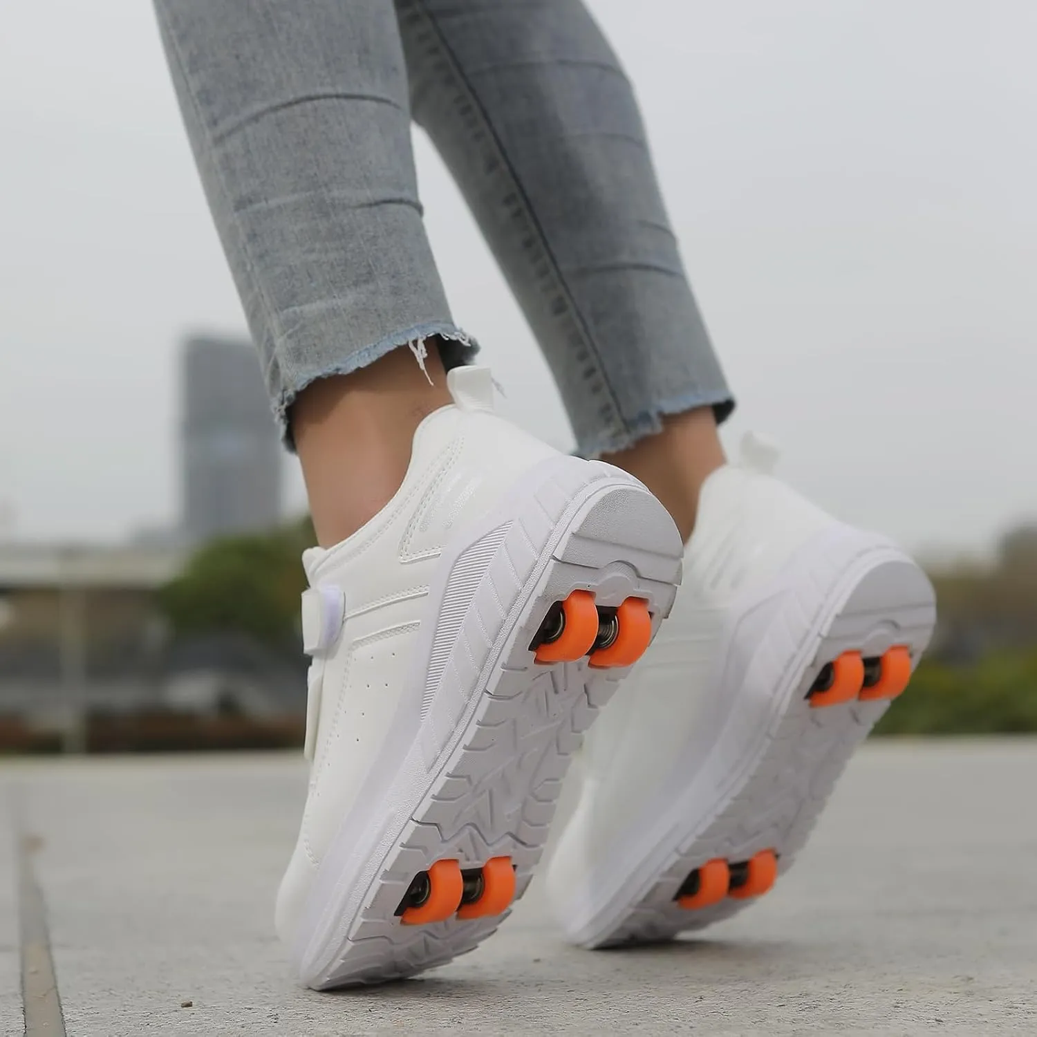 Roller Skate Shoes for Kids Girls Boys Detachable Wheeled Fashion Sneakers with 4-Wheels for Christmas Birthday Gifts