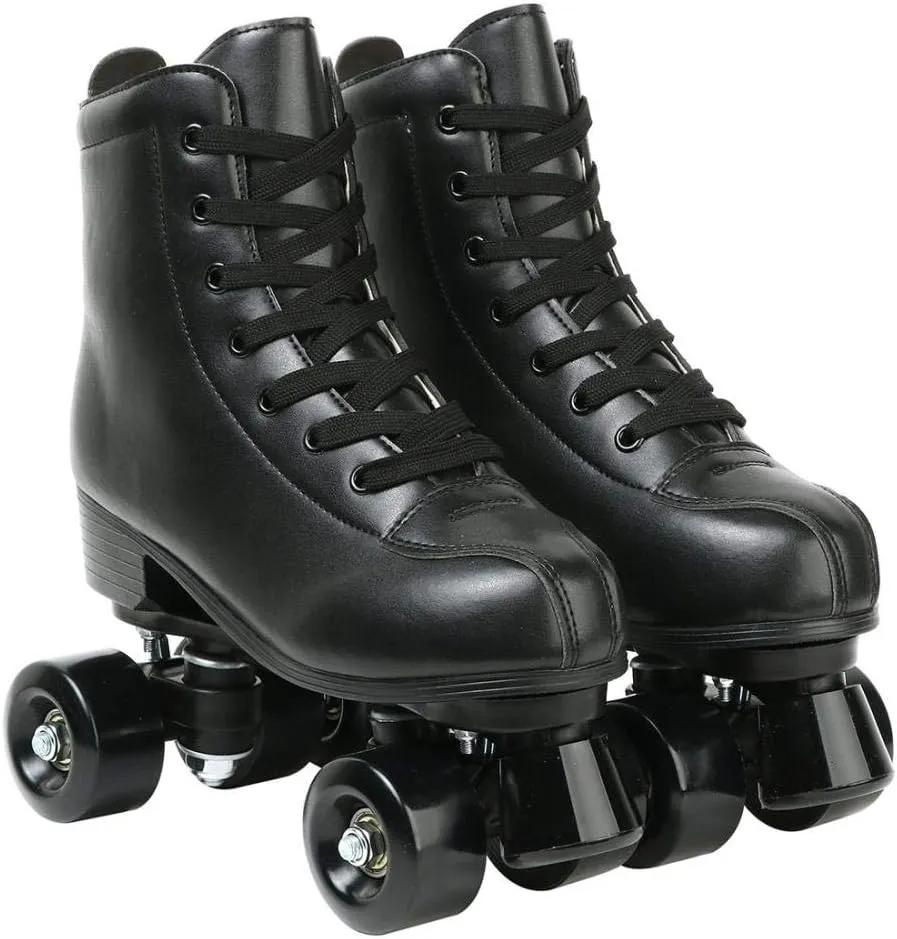 Roller Skates, Double Row Skates Adjustable Leather High-top Roller Skates Perfect Indoor Outdoor Adult Roller Skates with Bag