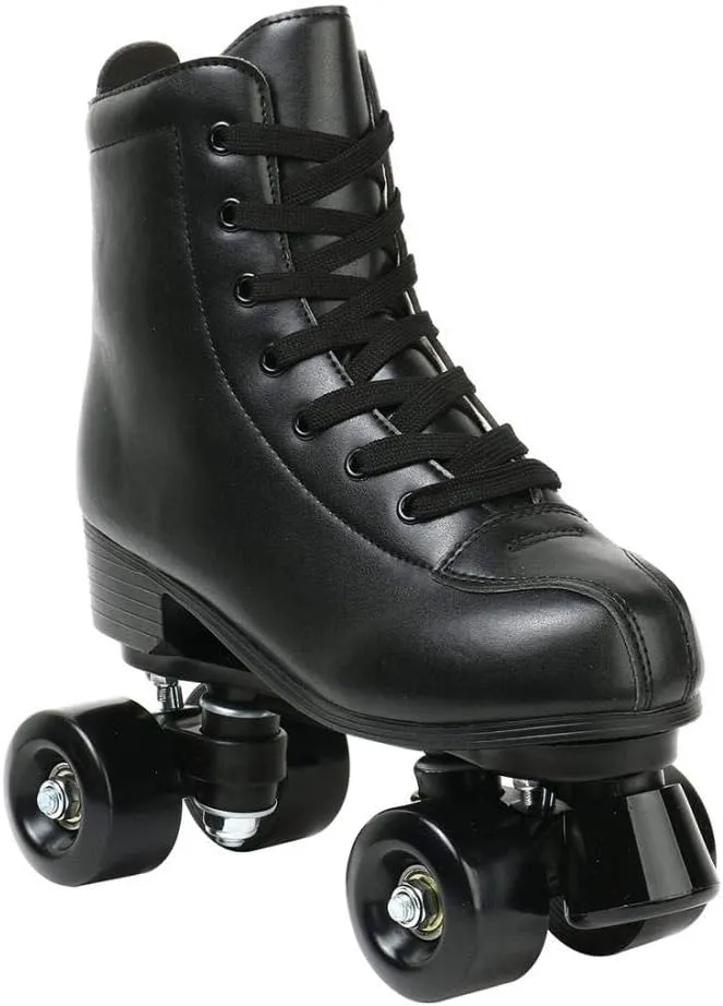 Roller Skates, Double Row Skates Adjustable Leather High-top Roller Skates Perfect Indoor Outdoor Adult Roller Skates with Bag