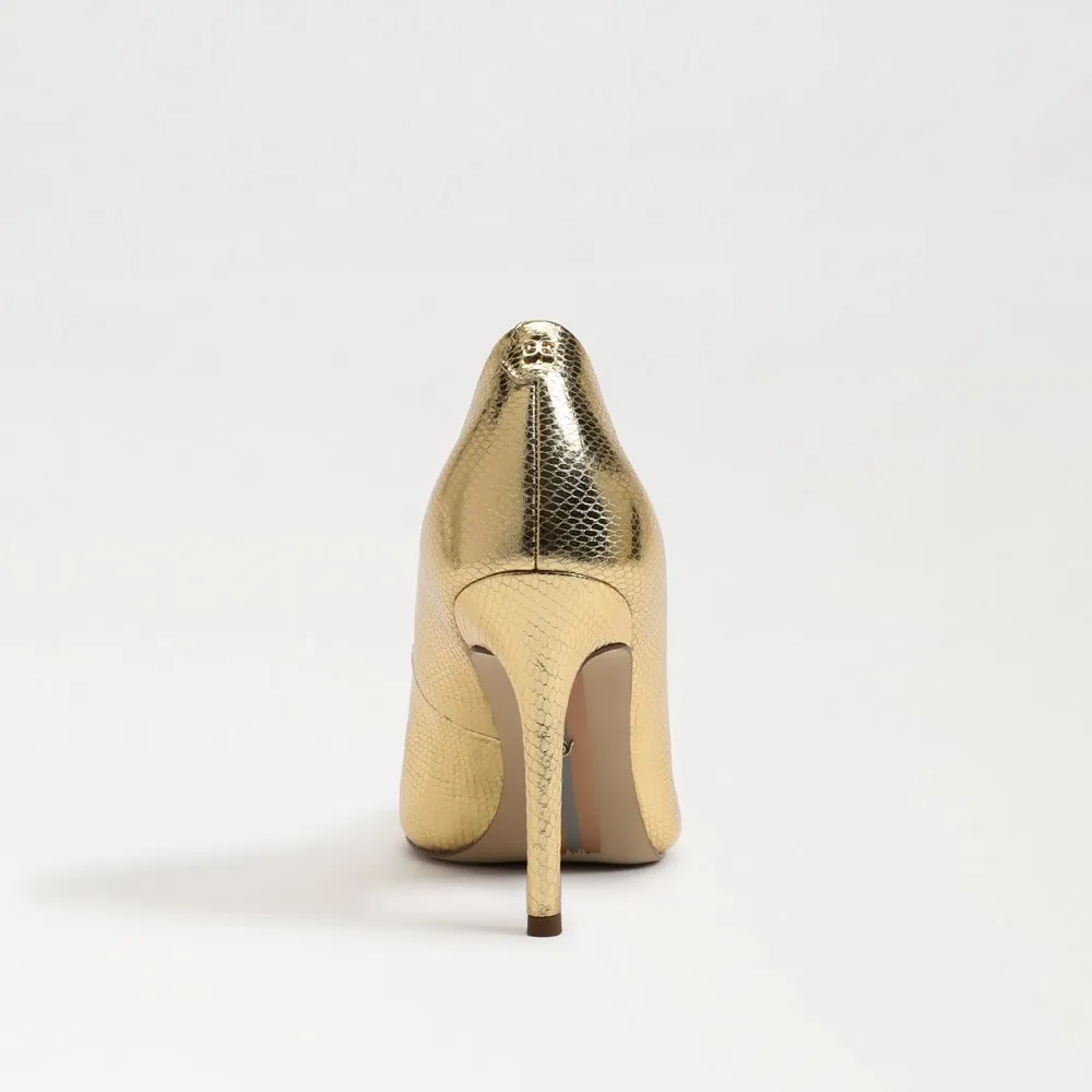 Sam Hazel Pointed Large-scale promotion Excellent customer service On Stiletto Slip Edelman Fashion Amber Heeled Toe Gold Pumps