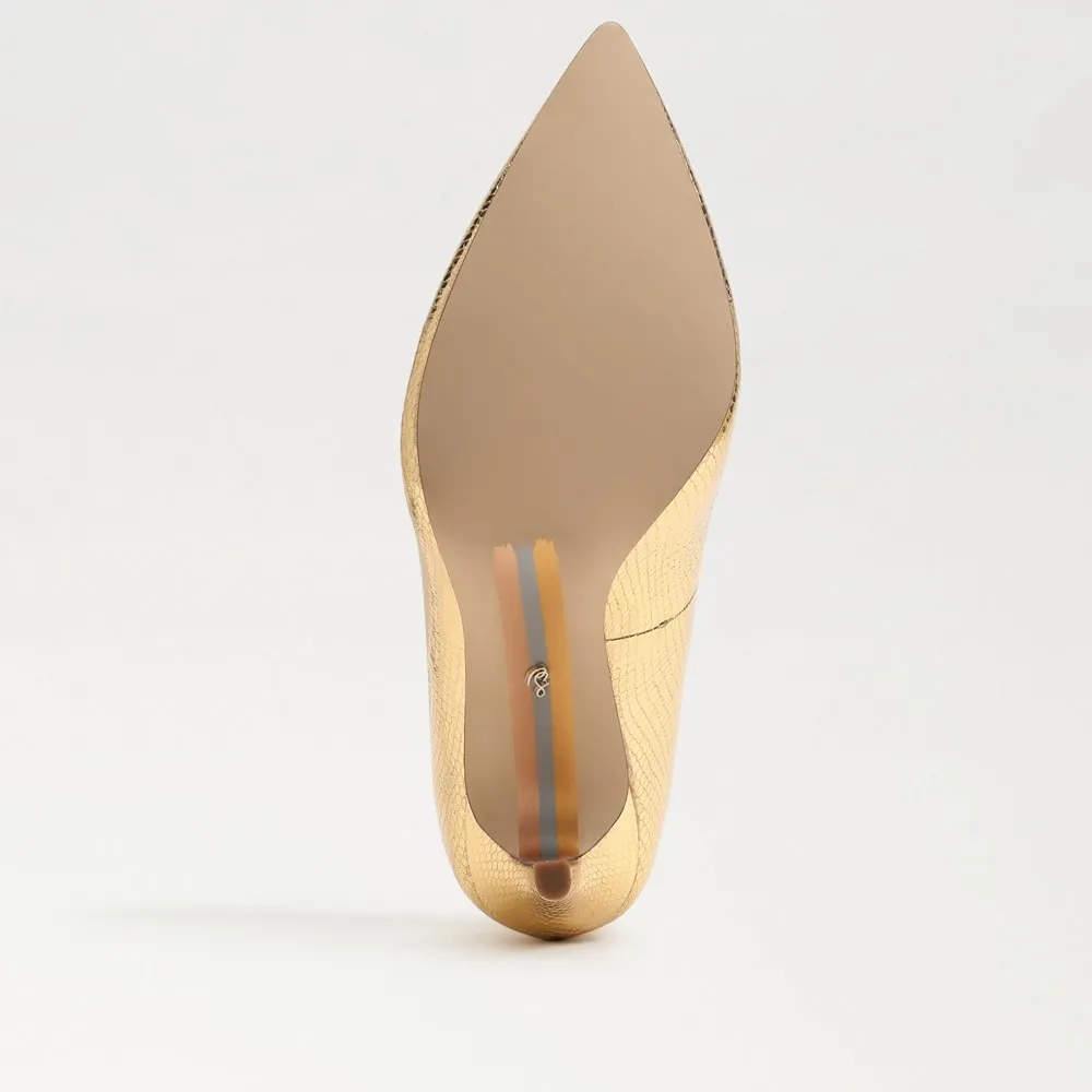 Sam Hazel Pointed Large-scale promotion Excellent customer service On Stiletto Slip Edelman Fashion Amber Heeled Toe Gold Pumps