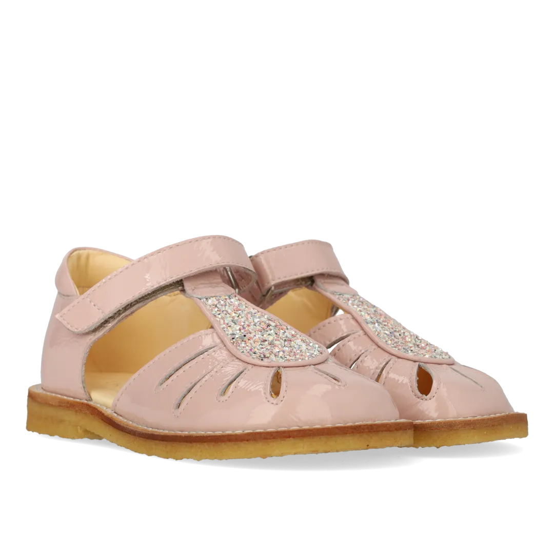Sandal with drop detail in sparkling glitter