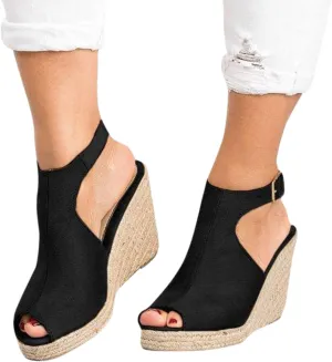 Sandalias para Mujer, Sandals for Women Suede Peep Toe Ankle Booties Cut Out Stacked Heel Ankle Boots