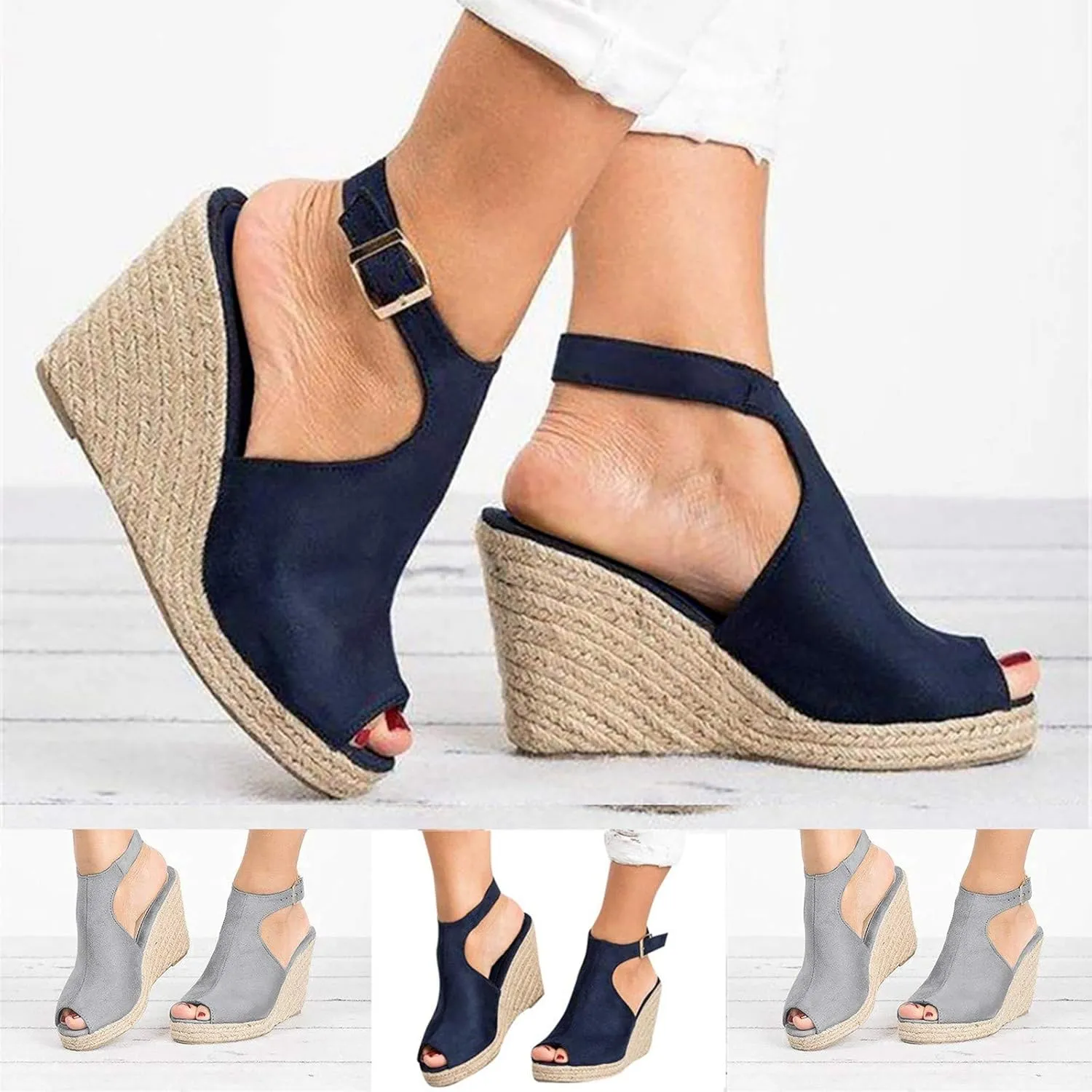 Sandalias para Mujer, Sandals for Women Suede Peep Toe Ankle Booties Cut Out Stacked Heel Ankle Boots