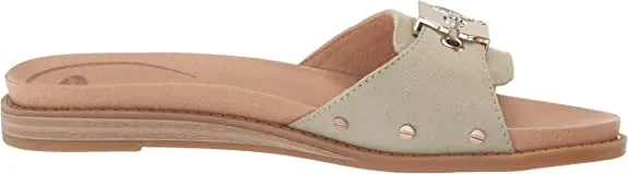 Scholl's Detailed Slip Slide Special deal Trusted Pistachio Originalist Dr. Flat On Open Toe Sandals